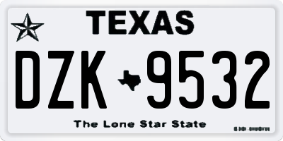 TX license plate DZK9532