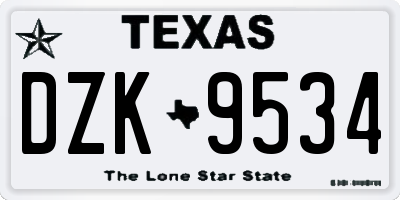 TX license plate DZK9534