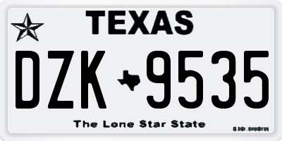 TX license plate DZK9535