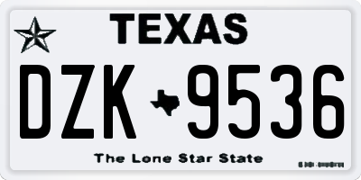TX license plate DZK9536