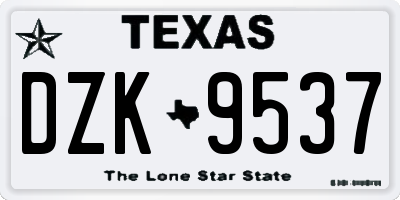 TX license plate DZK9537