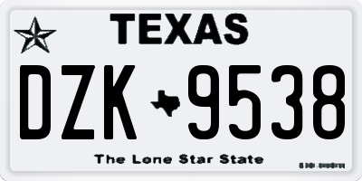 TX license plate DZK9538