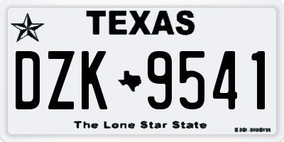 TX license plate DZK9541