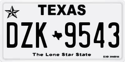 TX license plate DZK9543