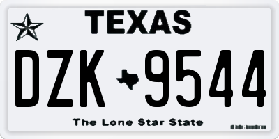 TX license plate DZK9544