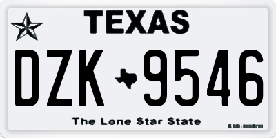 TX license plate DZK9546
