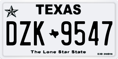 TX license plate DZK9547