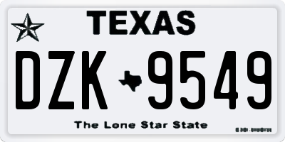 TX license plate DZK9549