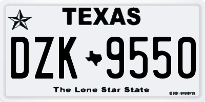 TX license plate DZK9550
