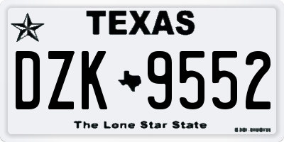 TX license plate DZK9552