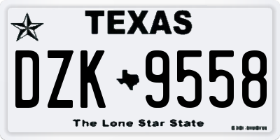 TX license plate DZK9558