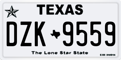 TX license plate DZK9559