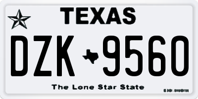 TX license plate DZK9560