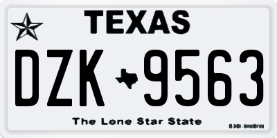 TX license plate DZK9563