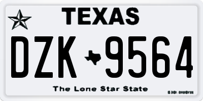 TX license plate DZK9564
