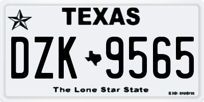 TX license plate DZK9565