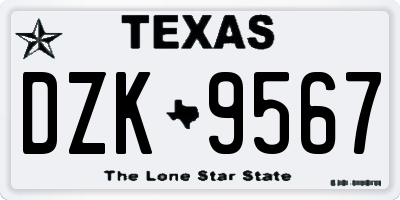 TX license plate DZK9567