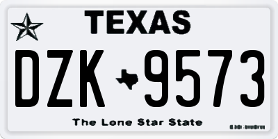 TX license plate DZK9573