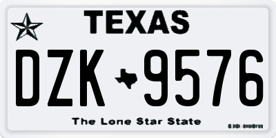 TX license plate DZK9576