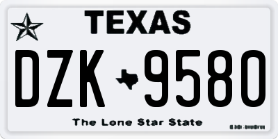 TX license plate DZK9580