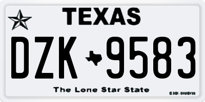 TX license plate DZK9583