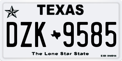 TX license plate DZK9585