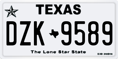 TX license plate DZK9589
