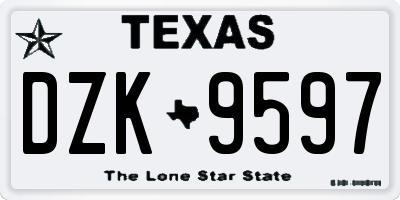 TX license plate DZK9597