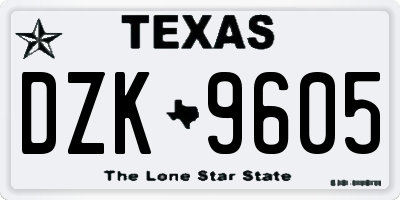 TX license plate DZK9605