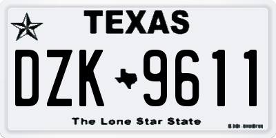TX license plate DZK9611
