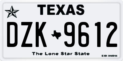 TX license plate DZK9612