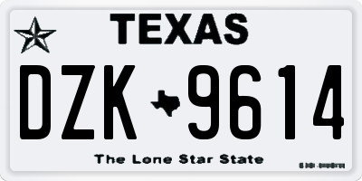 TX license plate DZK9614