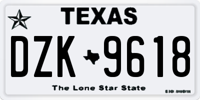 TX license plate DZK9618