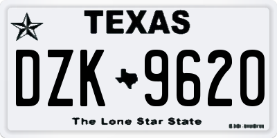 TX license plate DZK9620