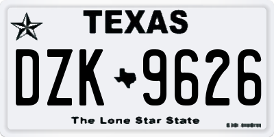 TX license plate DZK9626