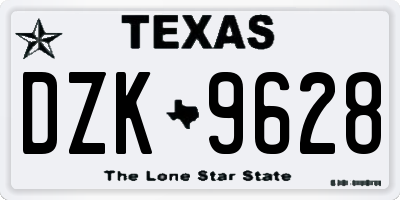TX license plate DZK9628