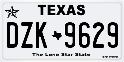 TX license plate DZK9629