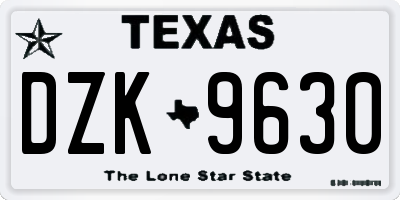 TX license plate DZK9630