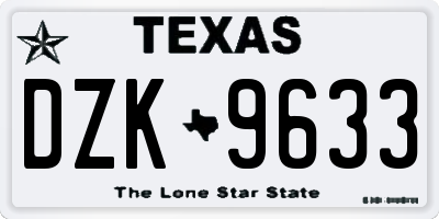 TX license plate DZK9633