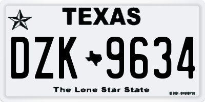 TX license plate DZK9634