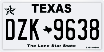 TX license plate DZK9638