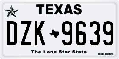 TX license plate DZK9639