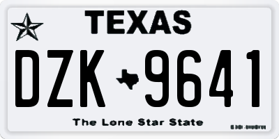 TX license plate DZK9641