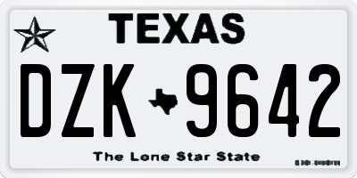 TX license plate DZK9642
