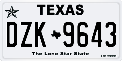 TX license plate DZK9643