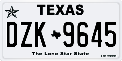 TX license plate DZK9645