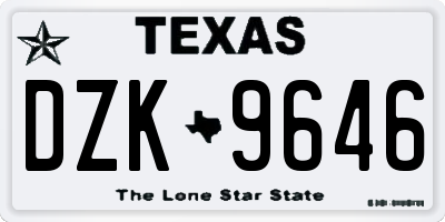 TX license plate DZK9646