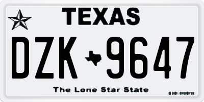 TX license plate DZK9647