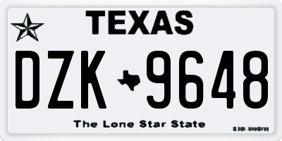 TX license plate DZK9648
