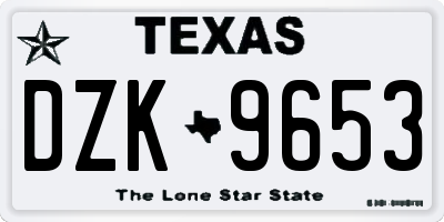 TX license plate DZK9653